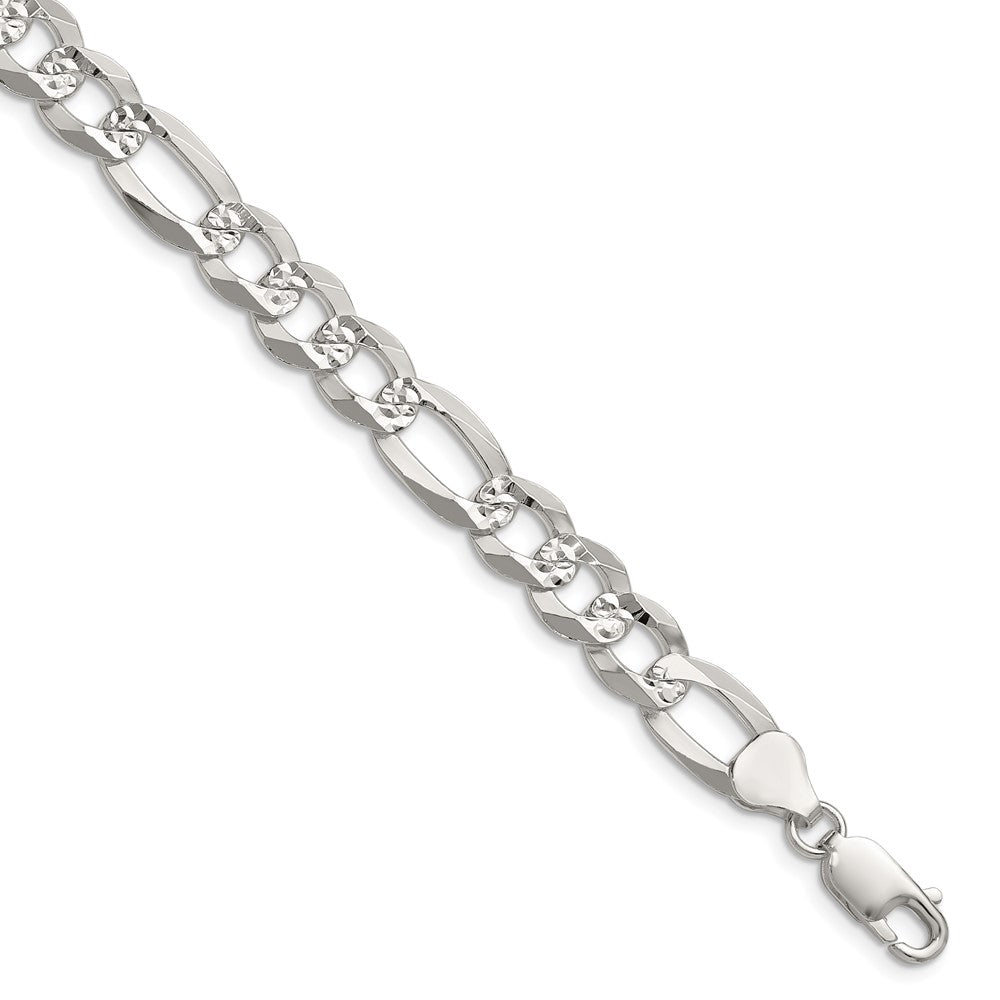 Exclusive 8.5mm Sterling Silver Flat Diamond-Cut Figaro Chain - Stylish Value
