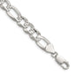 Buy Stylish 8.5mm Flat Diamond-Cut Pave Figaro Chain in Sterling Silver-5