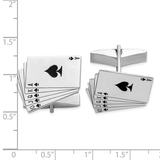 Buy Stylish Rhodium-Plated Sterling Silver Royal Flush Cufflinks | Luxury Value