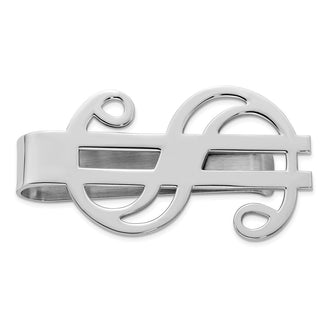 Buy Stylish Rhodium-Plated Sterling Silver Dollar Sign Money Clip | 14g