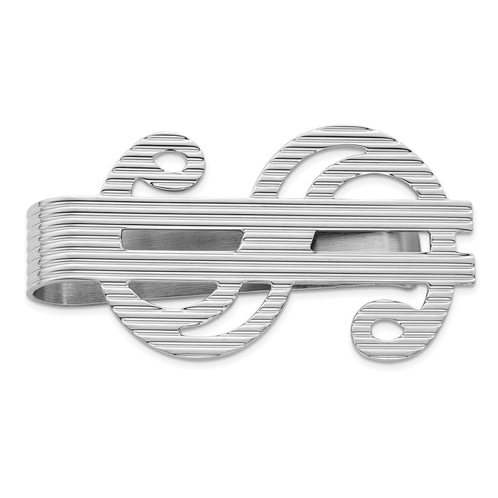 Buy Stylish Rhodium-Plated Sterling Silver Dollar Sign Money Clip - Affordable Luxury-1