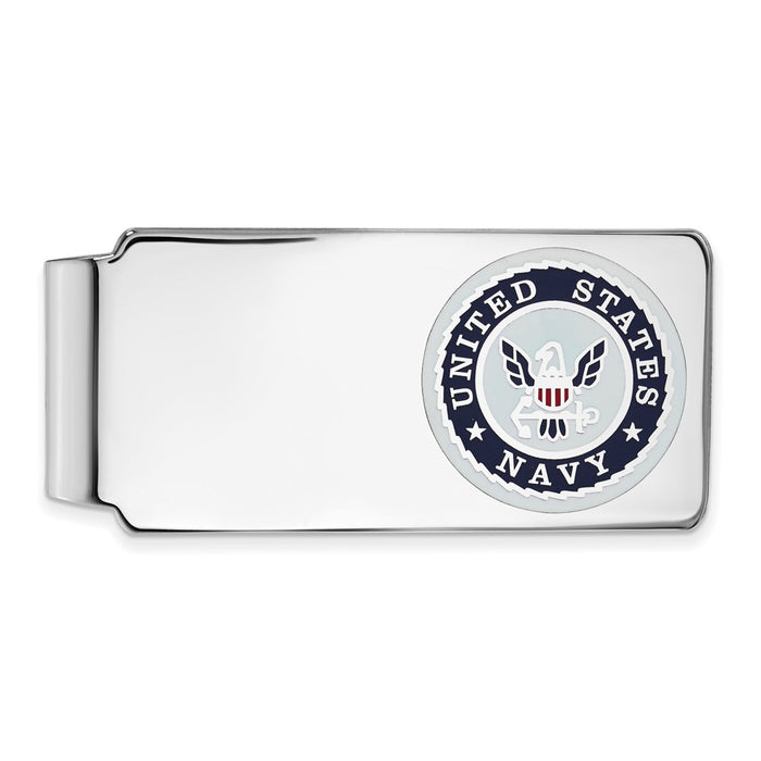 Buy Stylish Rhodium-Plated Sterling Silver U.S. Navy Money Clip - Affordable Luxury-1