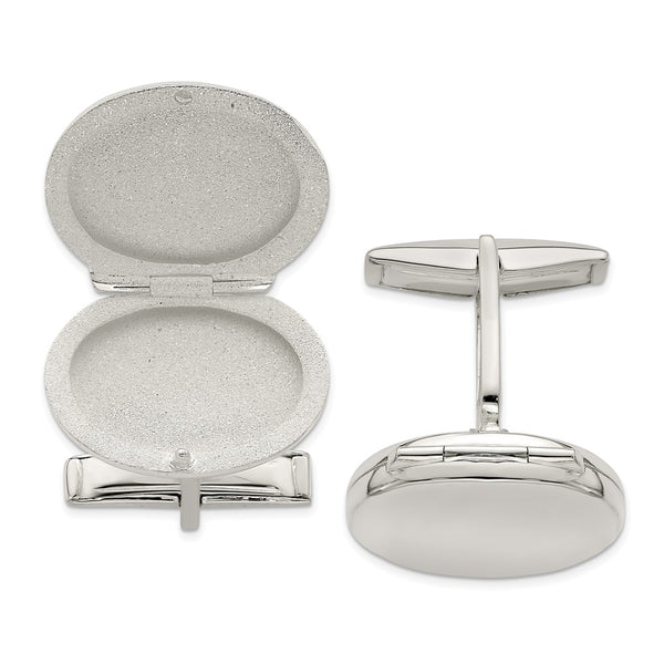 Sterling Silver Oval Locket Cufflink Set