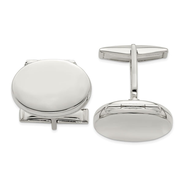 Sterling Silver Oval Locket Cufflink Set