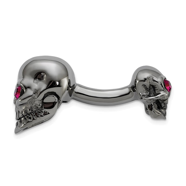 Ruthenium-Plated Sterling Silver Skull Cufflinks