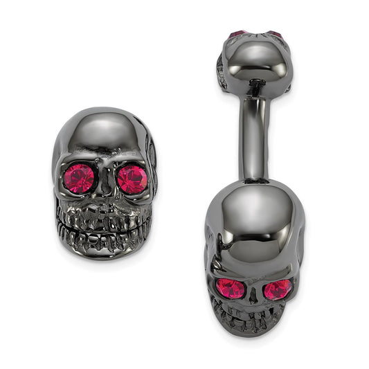 High-quality Ruthenium-Plated Sterling Silver Skull Cufflinks - Stylish Design!