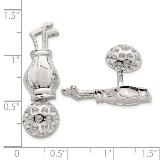 High-Quality Reversible Sterling Silver Golf Club & Ball Cufflinks | Stylish Value