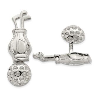 High-Quality Reversible Sterling Silver Golf Club & Ball Cufflinks | Stylish Value