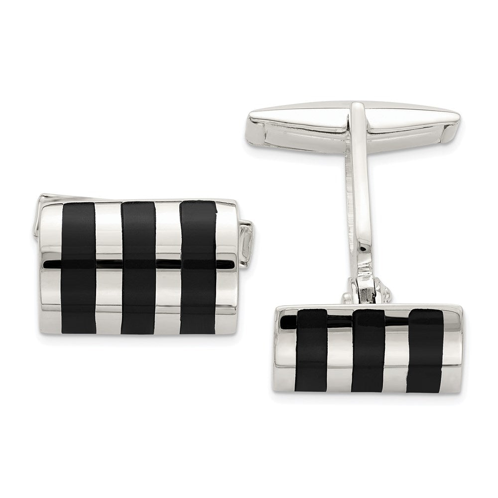 Buy Stylish Sterling Silver Cufflinks with Onyx Inlay - Luxury Accessory