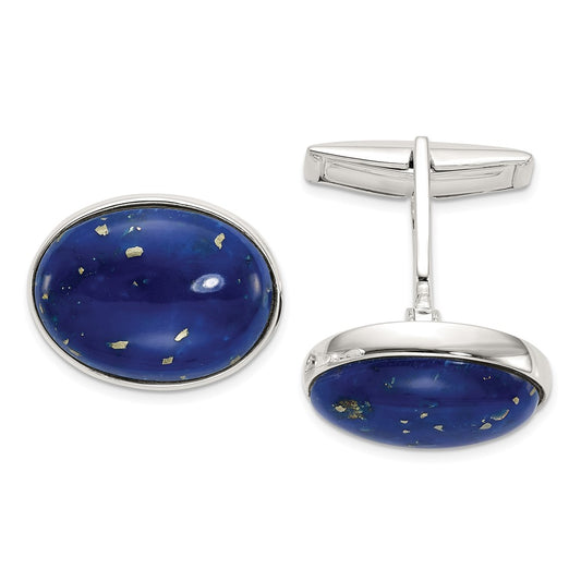 Buy Stylish Sterling Silver Lapis Cabochon Cufflinks - Exclusive Design 14g