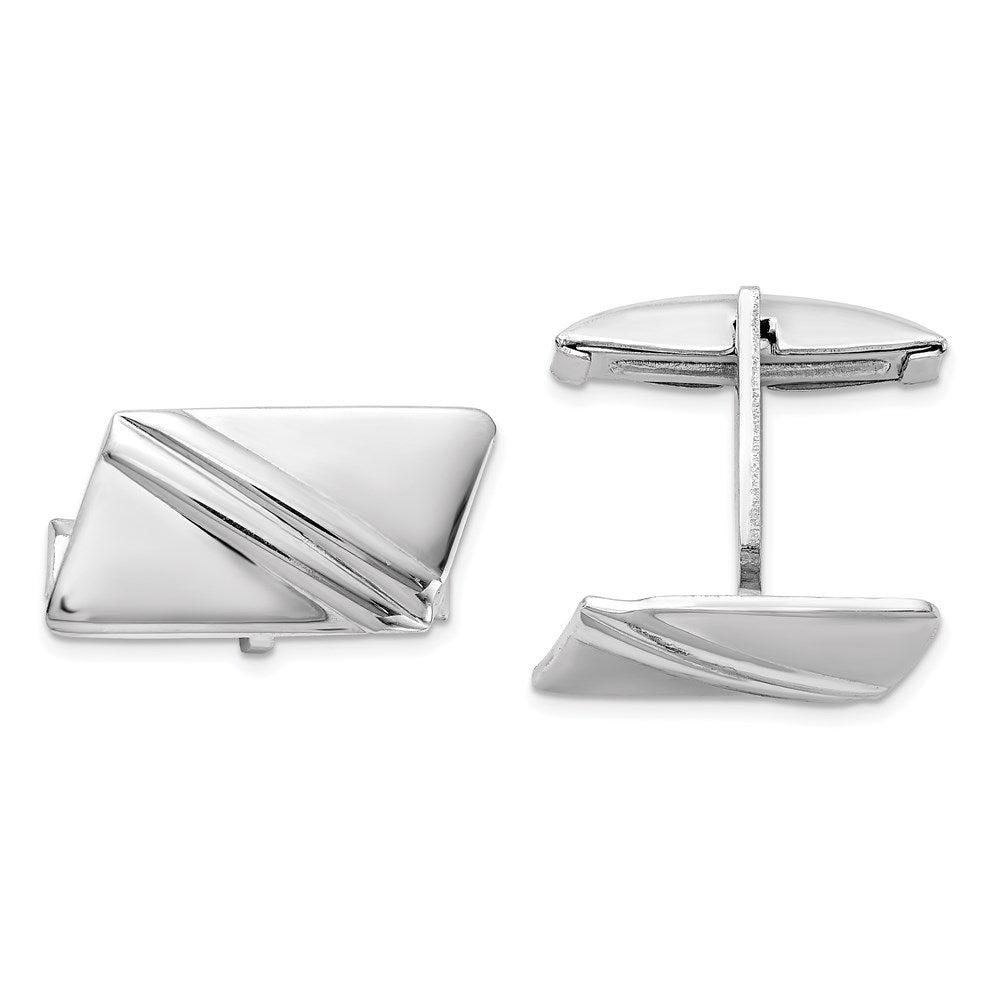 High-Quality Rhodium-Plated Sterling Silver Cuff Links | Stylish Stripe Design