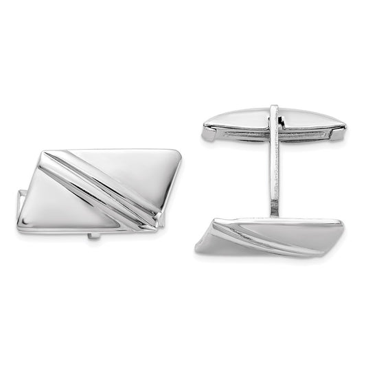 High-Quality Rhodium-Plated Sterling Silver Cuff Links | Stylish Stripe Design