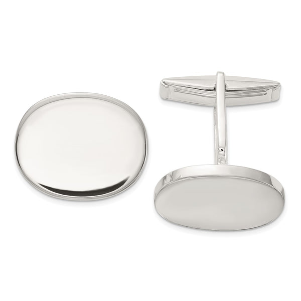 Polished Oval Sterling Silver Cuff Links