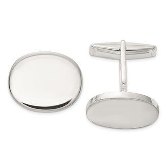 Exclusive Polished Oval Sterling Silver Cuff Links - Stylish & Affordable Luxury