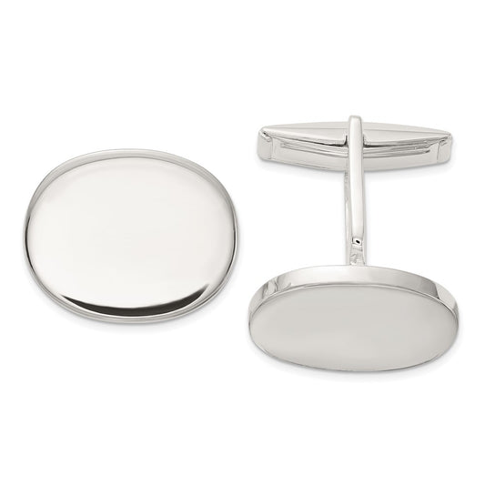 Exclusive Polished Oval Sterling Silver Cuff Links - Stylish & Affordable Luxury