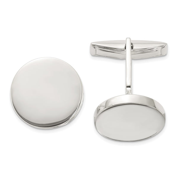 Polished Round Sterling Silver Cuff Links