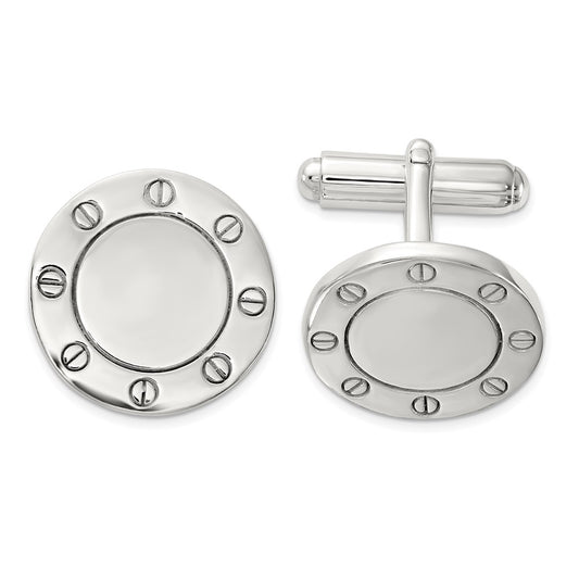 Buy Stylish Polished Sterling Silver Circle Cufflinks - Affordable Luxury Accessory