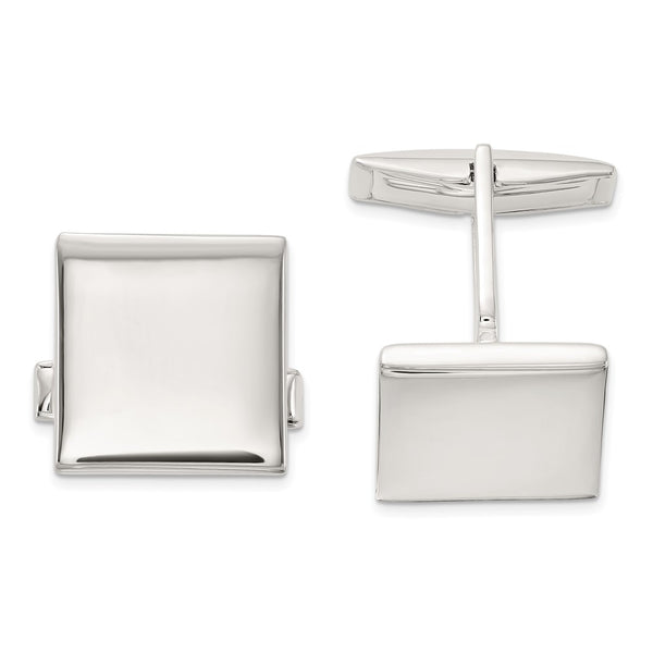 Polished Square Cuff Links in Sterling Silver