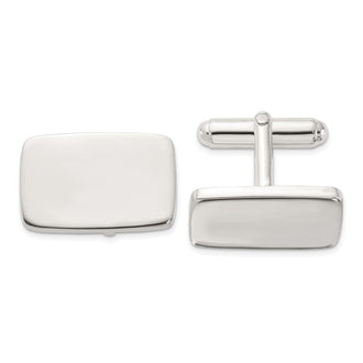 Buy Stylish Polished Rectangle Cuff Links in Rhodium-Plated Sterling Silver