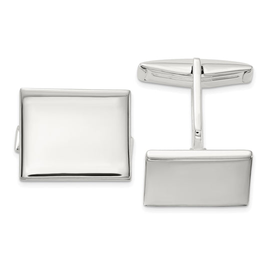 Designer Polished Sterling Silver Rectangle Cuff Links - Stylish & Affordable