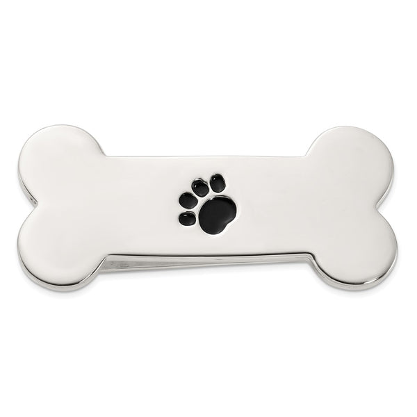 Sterling Silver Money Clip - Enamel Paw Print