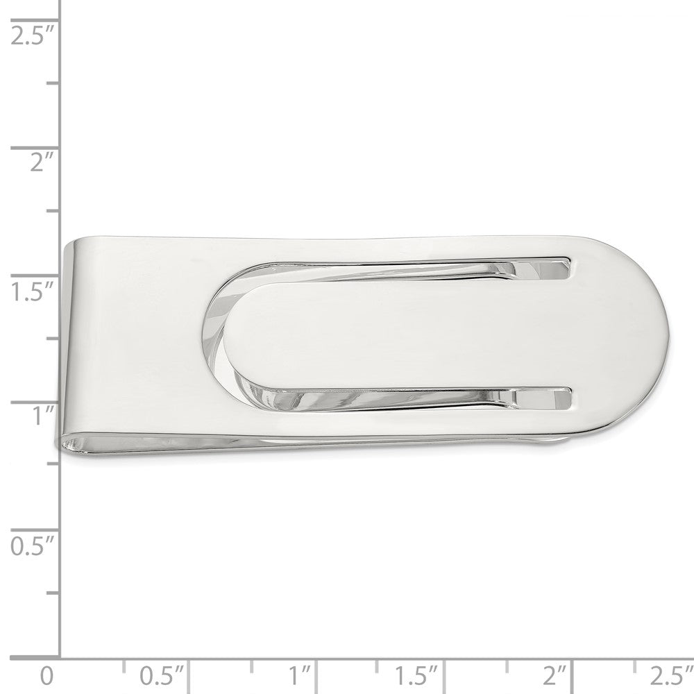 Buy Stylish Polished Rhodium-Plated Sterling Silver Money Clip - 0.85mm Thin Design