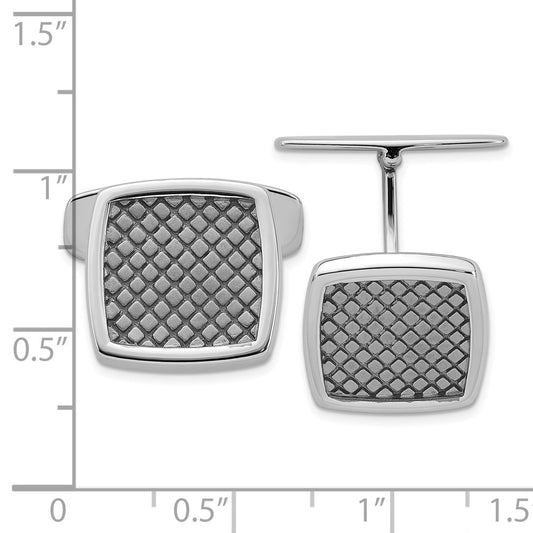 Buy Stylish Rhodium & Ruthenium-Plated Sterling Silver Cuff Links - 8x8mm