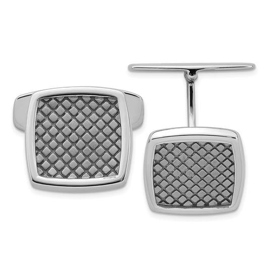 Buy Stylish Rhodium & Ruthenium-Plated Sterling Silver Cuff Links - 8x8mm