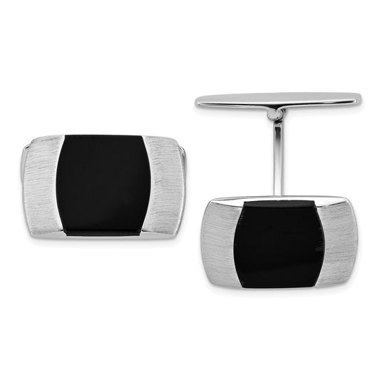 Exclusive Rhodium-Plated Sterling Silver Cuff Links - Stylish Brushed Finish