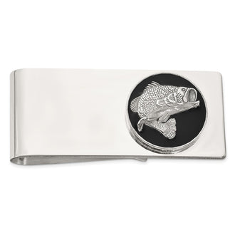 Buy Stylish Sterling Silver Black Epoxy Bass Fish Money Clip | Affordable Value