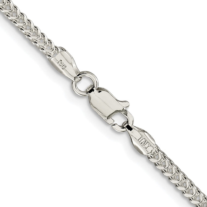 High-Quality Rhodium-Plated Sterling Silver 2mm Franco Chain - Stylish Value!-3