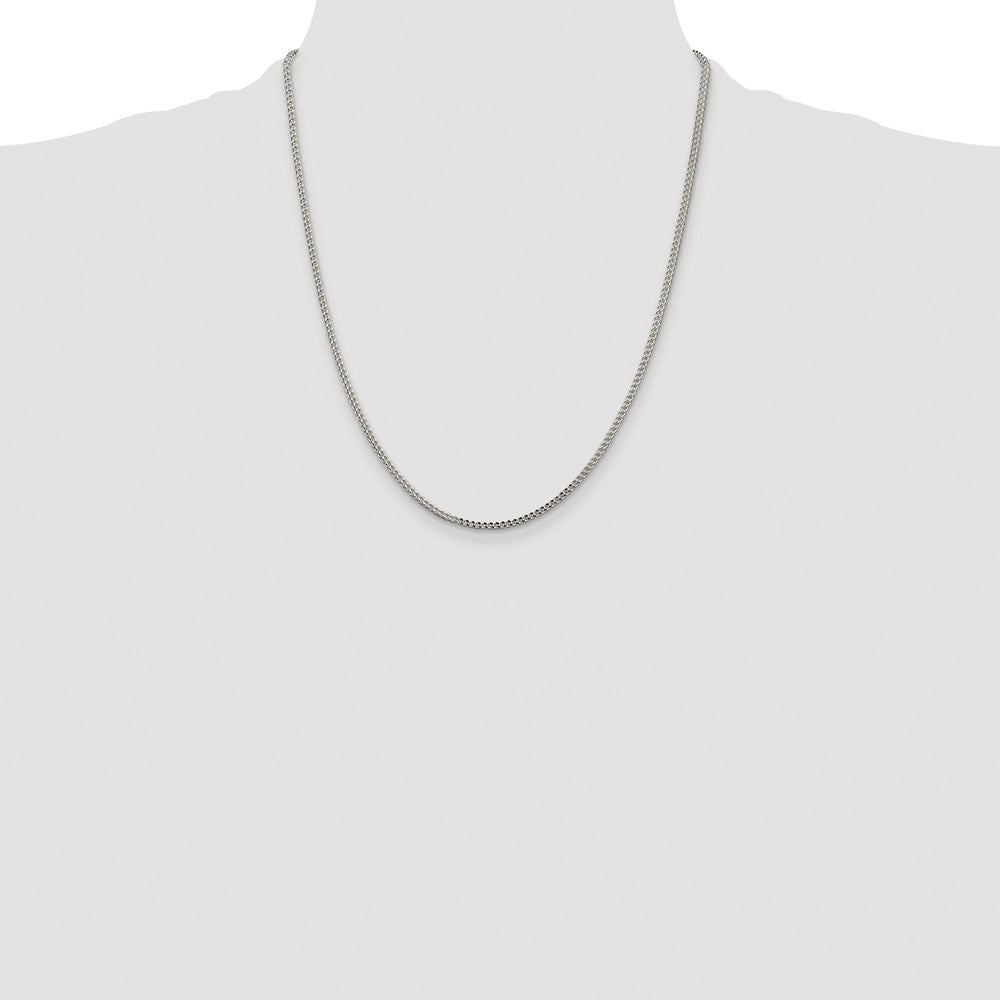 Buy Stylish Rhodium-Plated Sterling Silver 2mm Square Franco Chain - Affordable Luxury