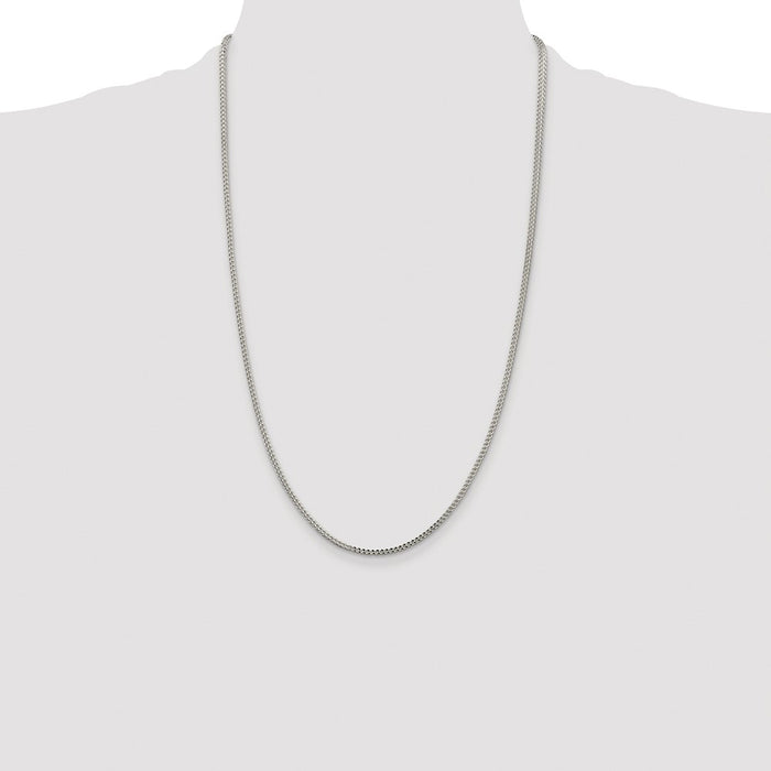 Buy Stylish 2mm Rhodium-Plated Sterling Silver D/C Square Franco Chain-4
