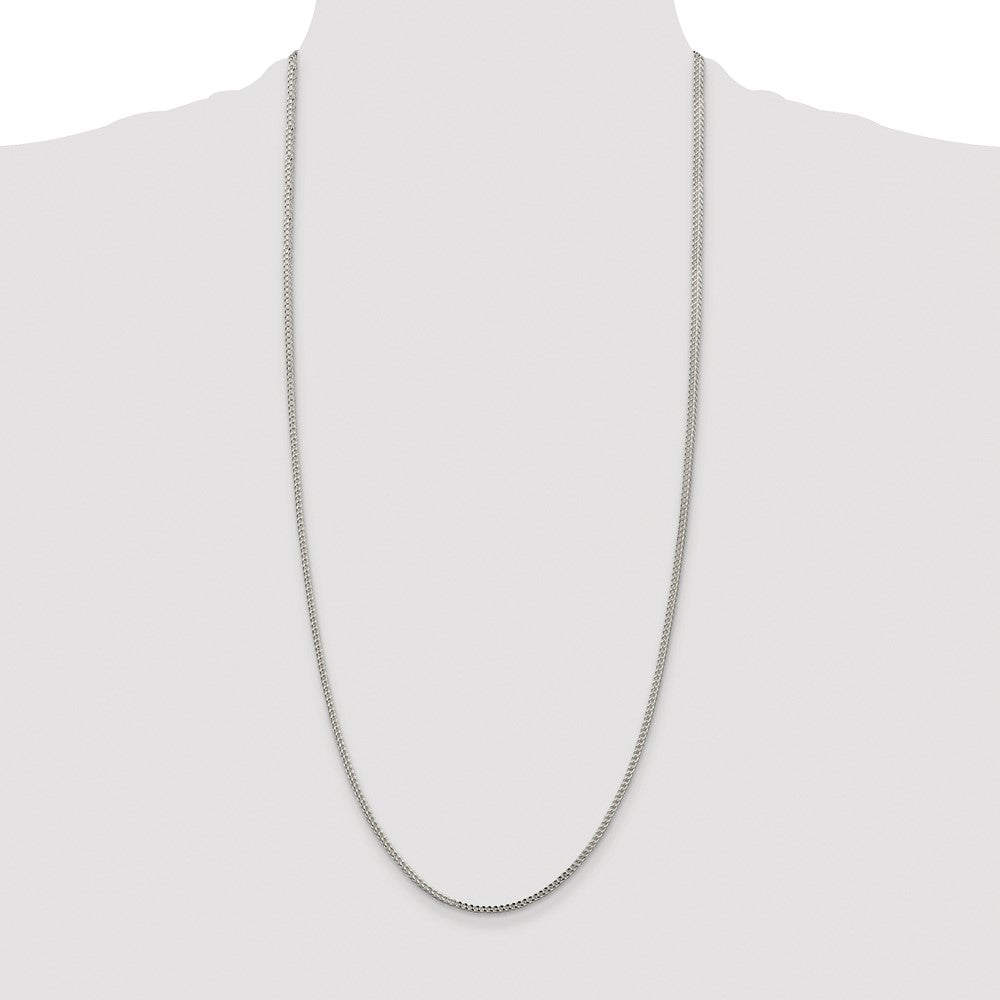 High-Quality Rhodium-Plated 2mm Sterling Silver Square Franco Chain - Stylish Value