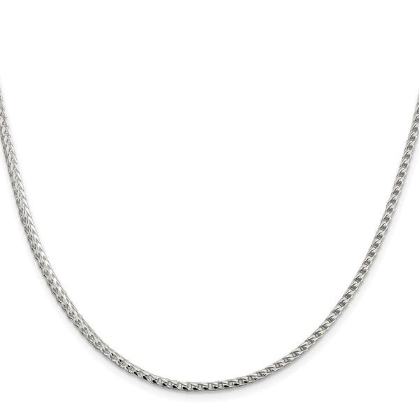 Rhodium-Plated Sterling Silver 2.55mm Double Cut Franco Chain