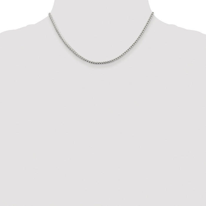 Buy Stylish Rhodium-Plated Sterling Silver 2.55mm Double Cut Franco Chain-4