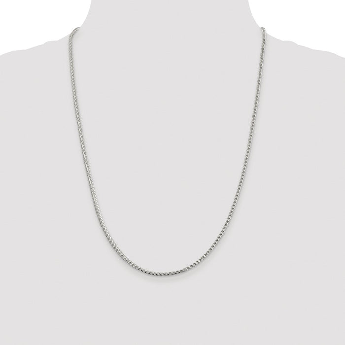 Buy Stylish Rhodium-Plated Sterling Silver 2.55mm Franco Chain - Luxury Value!-4