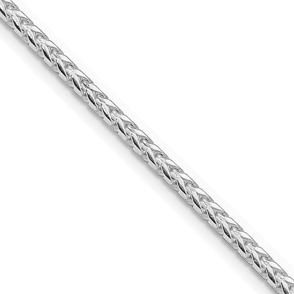 Rhodium-Plated Sterling Silver 2.55mm Double Cut Franco Chain