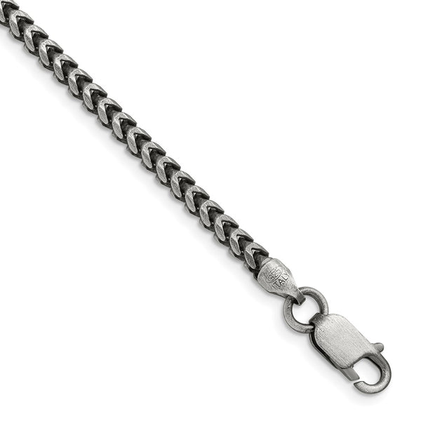 Antiqued Sterling Silver 3.1mm D/C Square Franco Chain - Style GR1-1032816