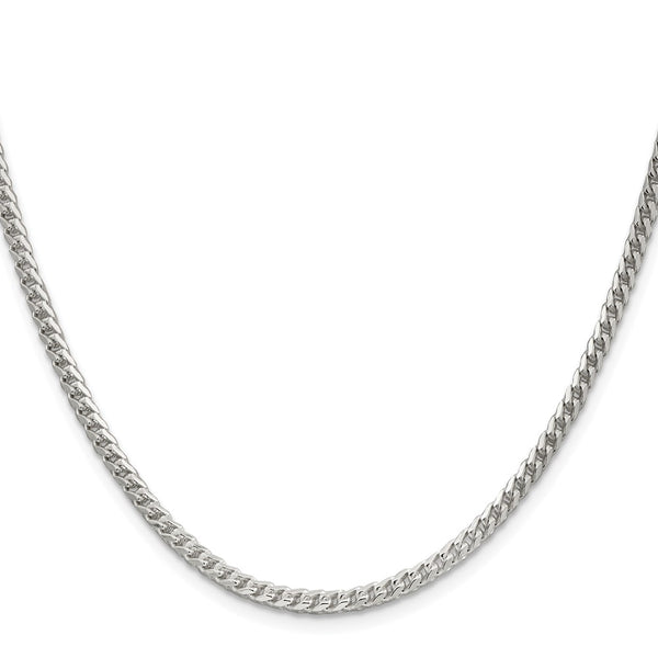 Rhodium-Plated Sterling Silver 3.1mm Franco Necklace