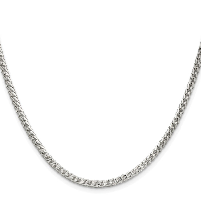 Buy Exclusive 3.1mm Double-Cut Square Franco Chain in Rhodium-Plated Silver - Stylish Value!-2