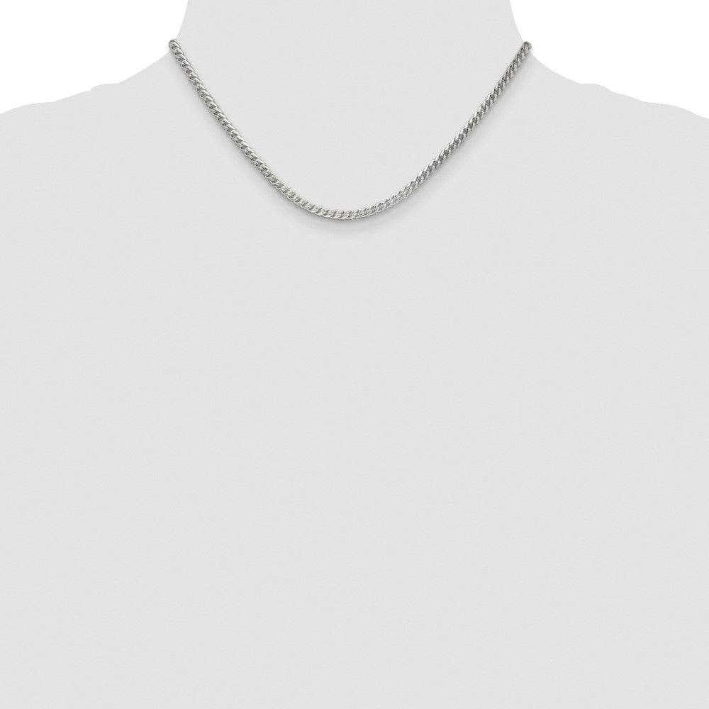 Buy Exclusive 3.1mm Double-Cut Square Franco Chain in Rhodium-Plated Silver - Stylish Value!