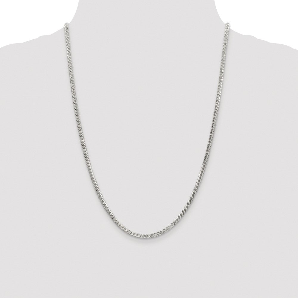 Buy Stylish Rhodium-Plated Sterling Silver 3.1mm Double-Curb Franco Chain
