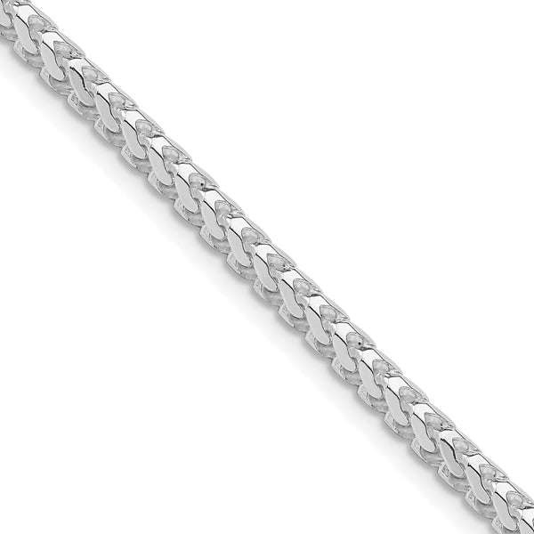 Rhodium-Plated Sterling Silver 3.1mm Franco Necklace