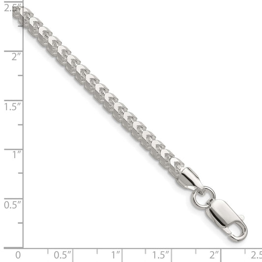 High-Quality 4.0mm Diamond-Cut Square Franco Chain in Sterling Silver - Stylish Value!