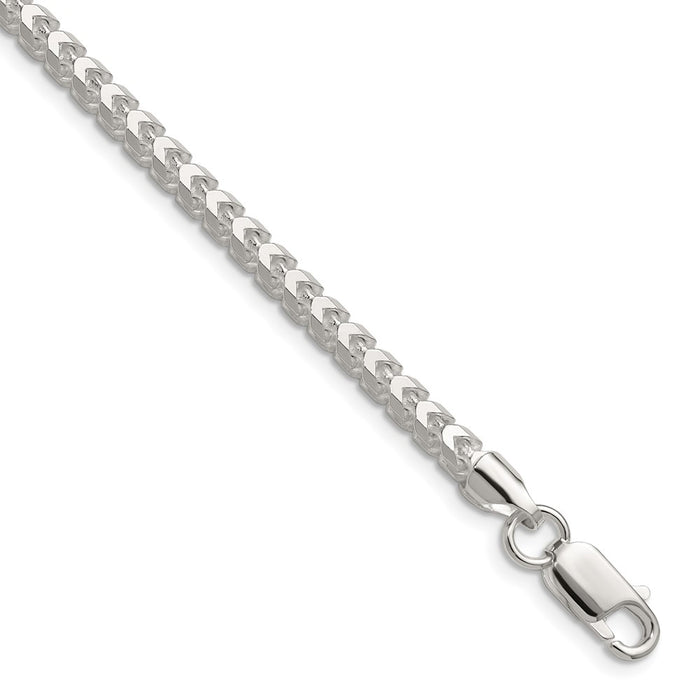High-Quality 4.0mm Diamond-Cut Square Franco Chain in Sterling Silver - Stylish Value!-1