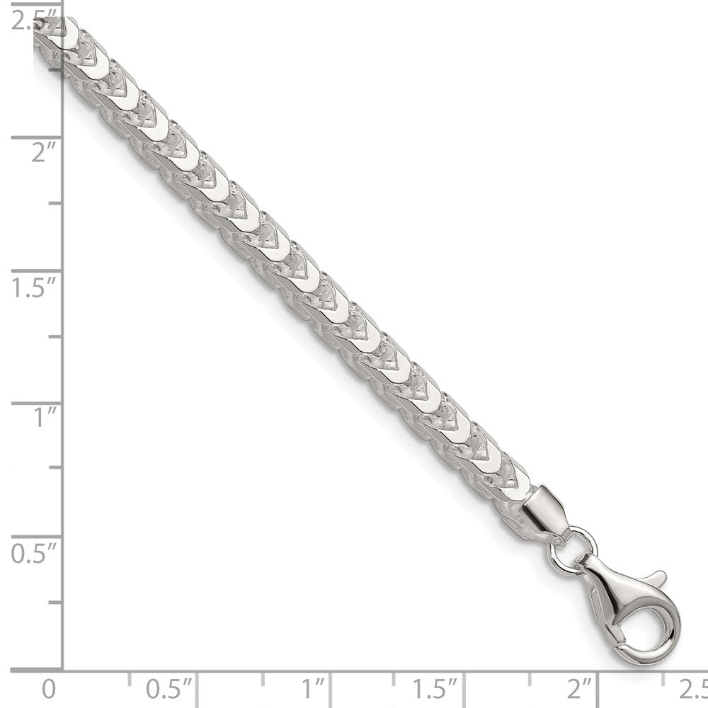 High-quality 4.7mm Diamond-Cut Square Franco Chain in Sterling Silver - Stylish Value!