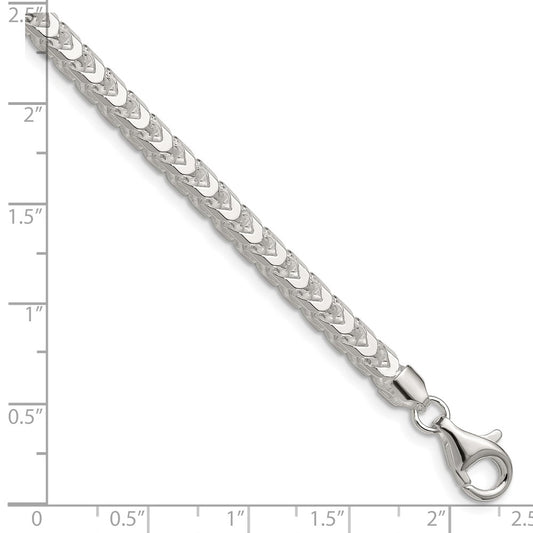 High-quality 4.7mm Diamond-Cut Square Franco Chain in Sterling Silver - Stylish Value!