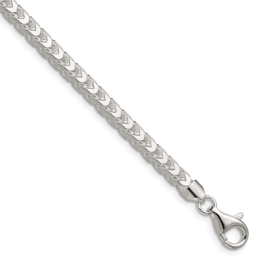 High-quality 4.7mm Diamond-Cut Square Franco Chain in Sterling Silver - Stylish Value!