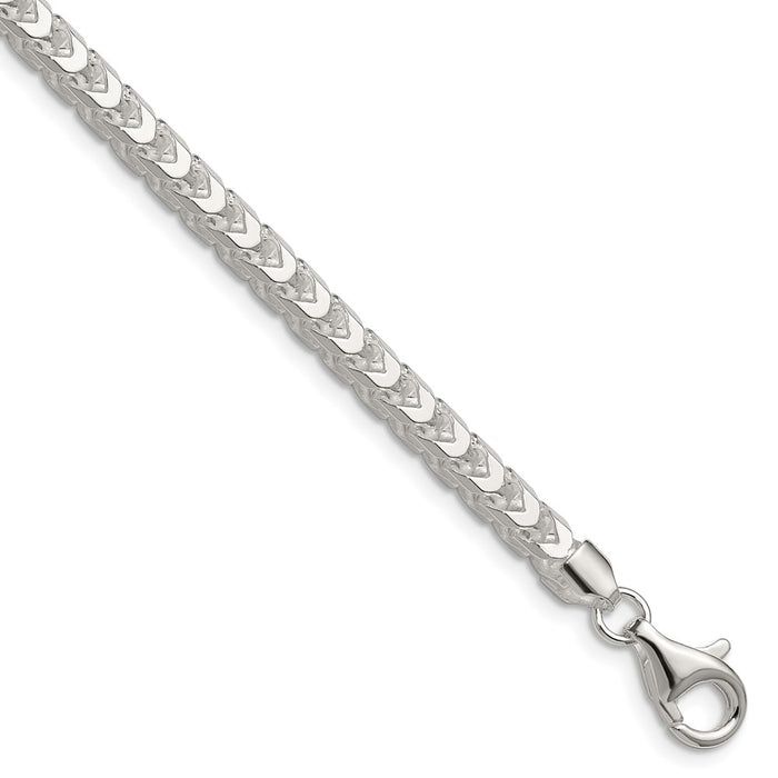 High-quality 4.7mm Diamond-Cut Square Franco Chain in Sterling Silver - Stylish Value!-1